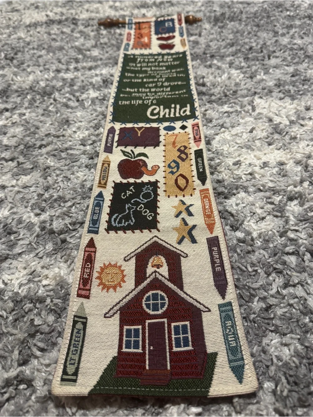 Teacher Schoolhouse Tapestry Wall Hanging “A Hundred Years From Now”